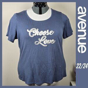 2/$15 Avenue Blue‎ "Choose Love" Graphic Tee 22/24 (EUC)